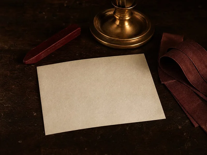 Sealing wax, a brass candlestick and a blank sheet of paper